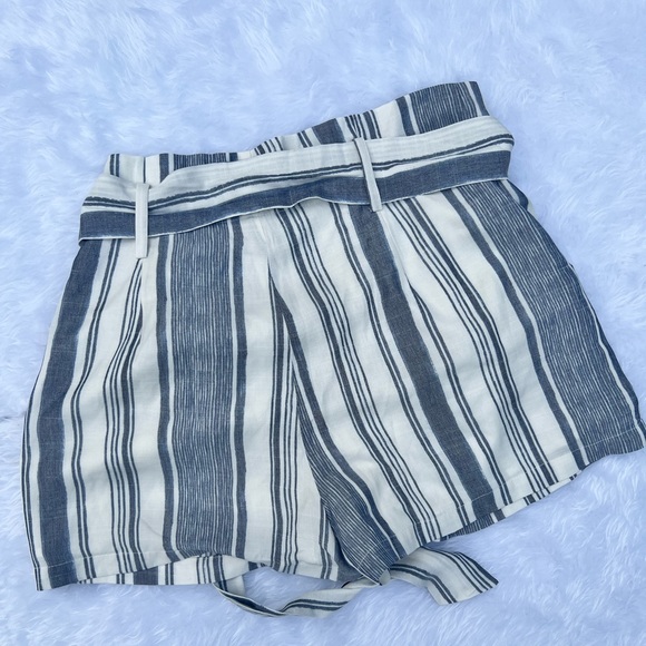 Naked Zebra Blue & White High Waist Striped Shorts - Picture 3 of 6